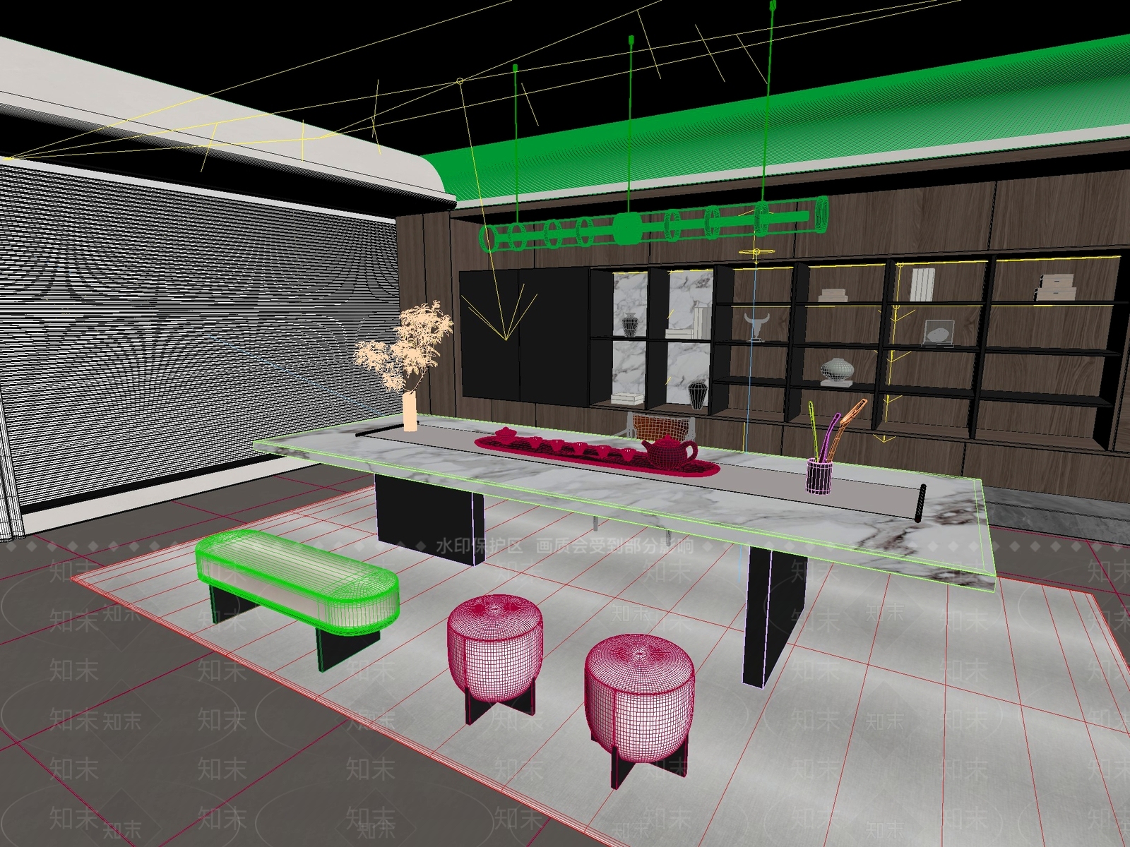 新中式中式茶桌椅3D模型下载【ID:1201560710】
