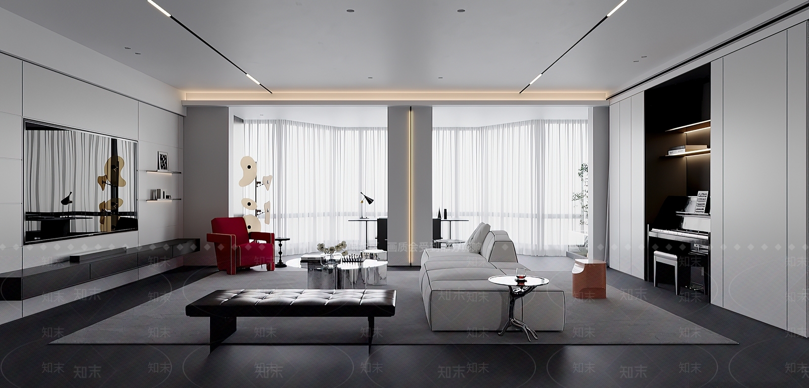 现代极简客餐厅3D模型下载【ID:1201562123】