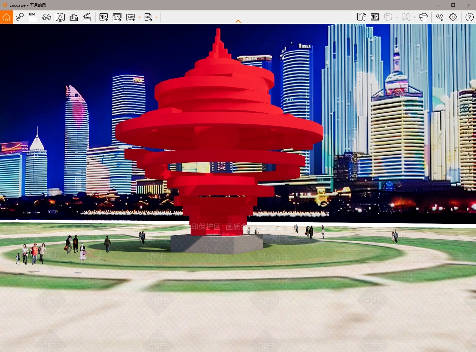 现代简约广场景观SU模型下载【ID:1201562690】