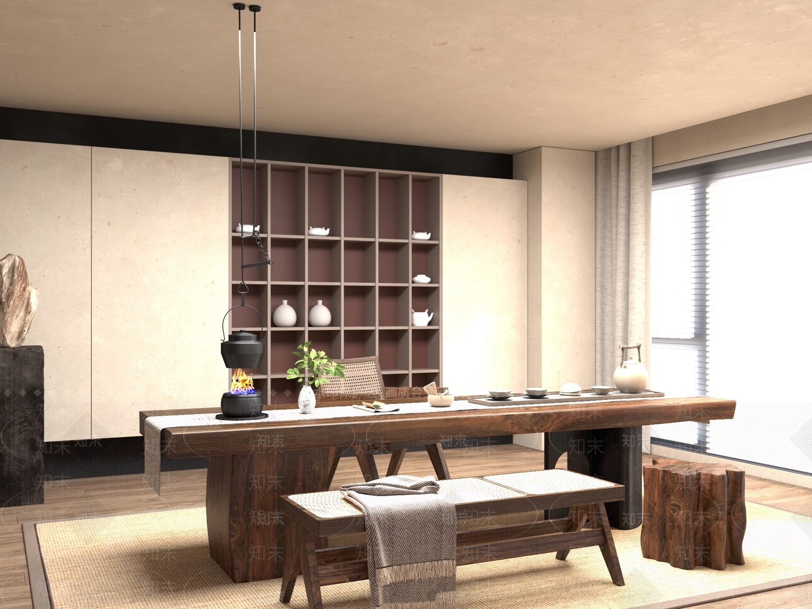 新中式中式茶桌椅3D模型下载【ID:1201562608】