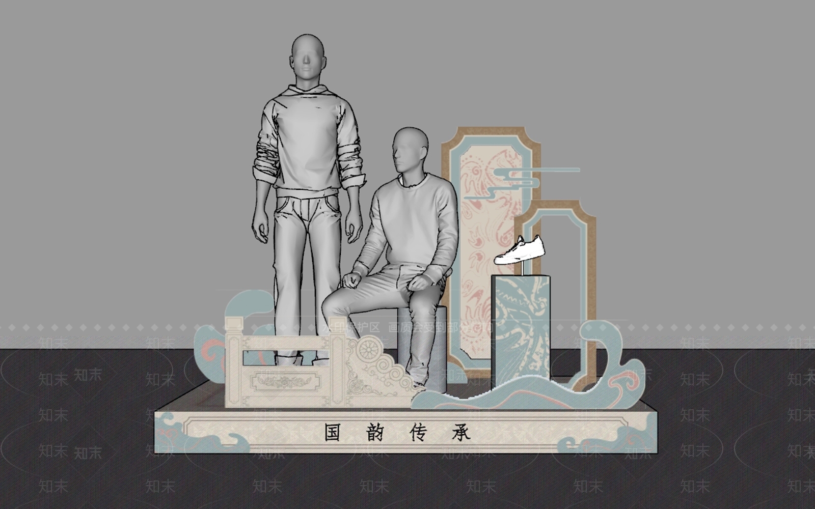 新中式简约橱窗SU模型下载【ID:1201562910】