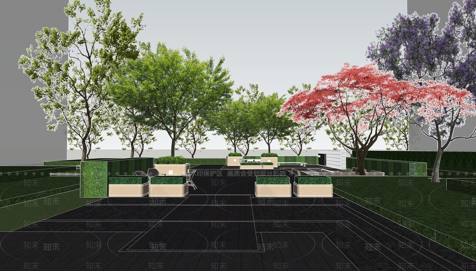 现代新中式小区景观SU模型下载【ID:1201563564】
