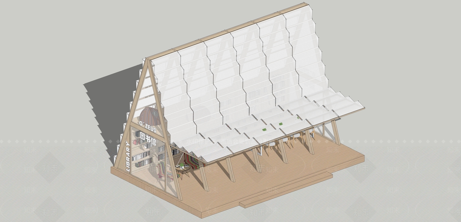 现代图书馆SU模型下载【ID:1201564532】