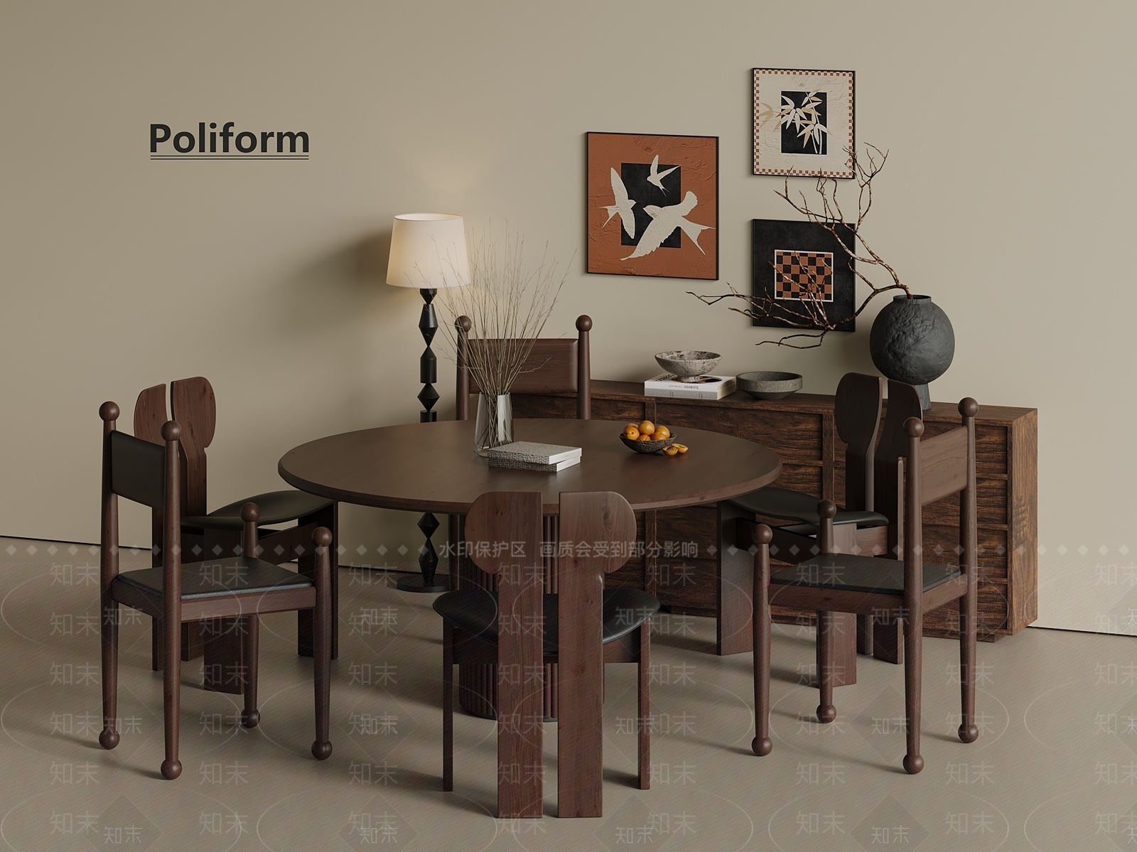 意式法式餐桌椅3D模型下载【ID:1201564635】