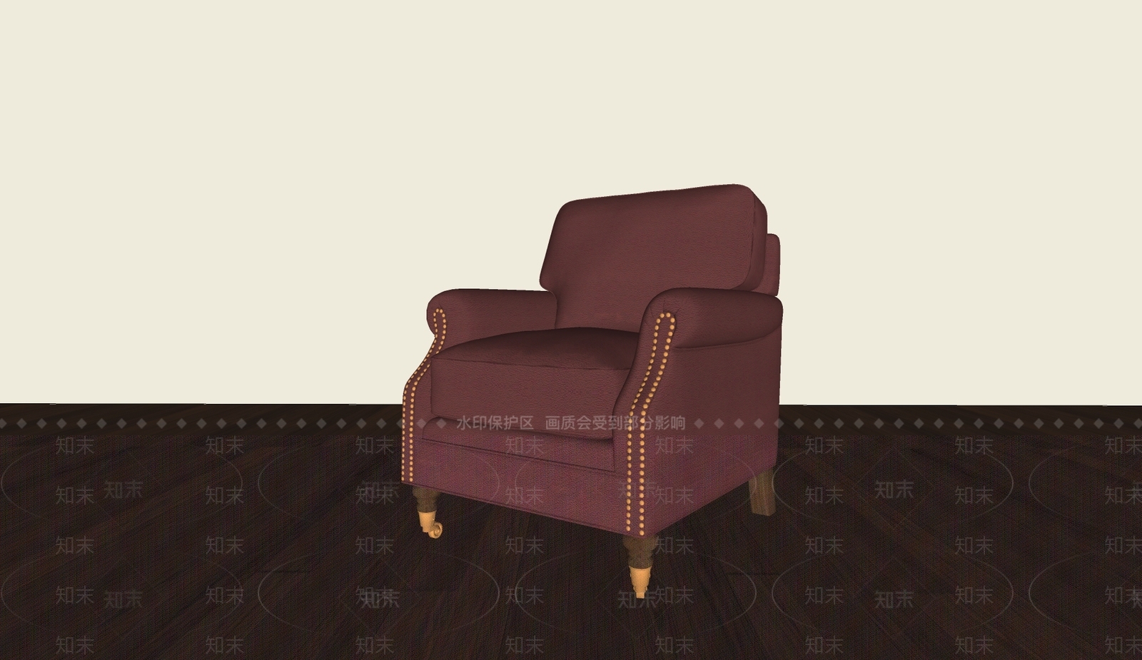复古轻奢单人沙发SU模型下载【ID:1201567776】