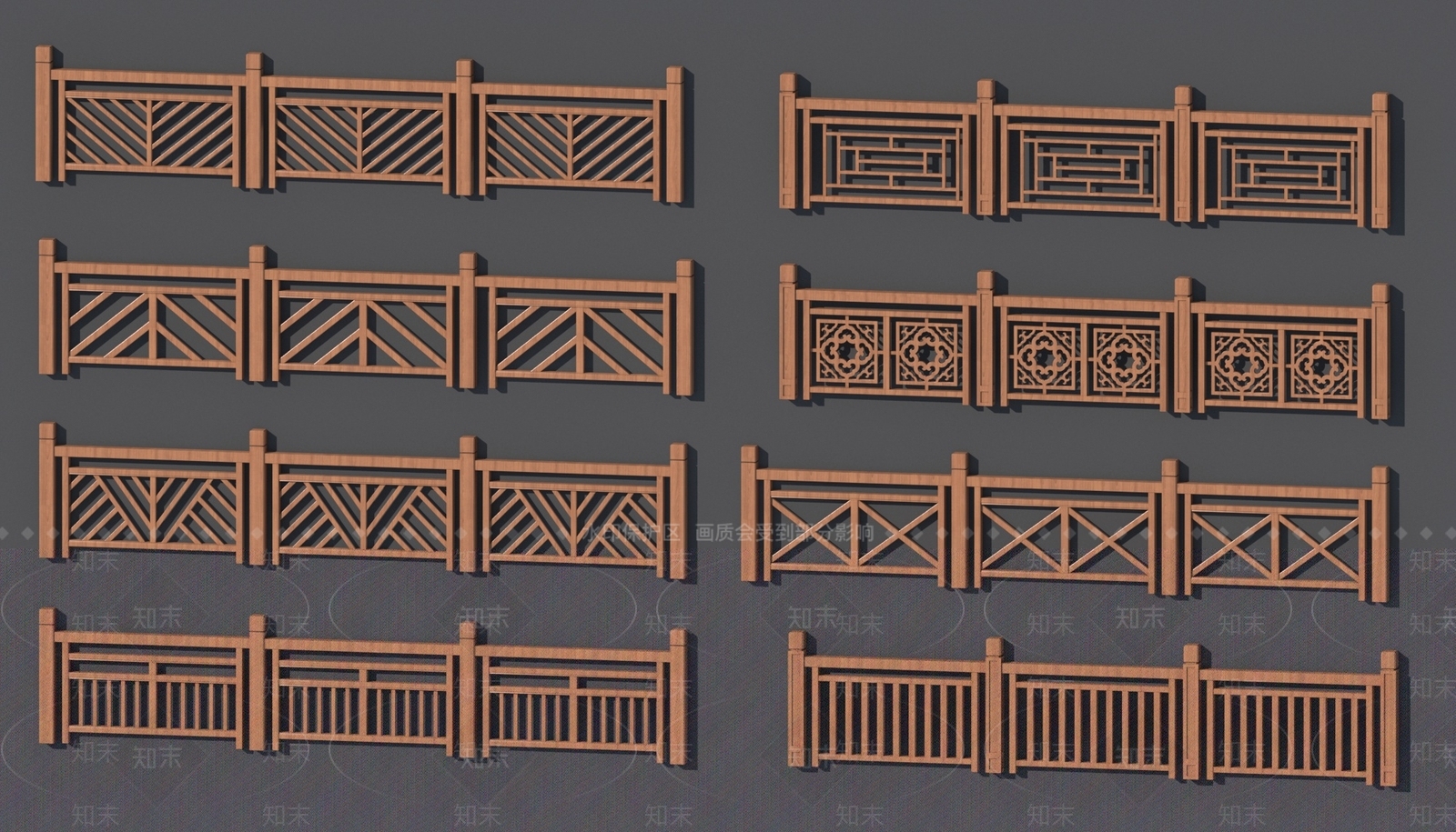 新中式中式栏杆3D模型下载【ID:1201570339】