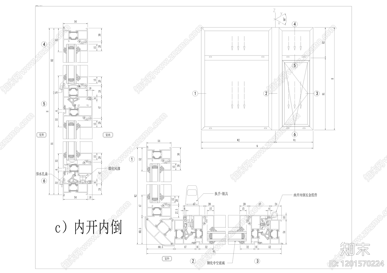 现代窗节点cad施工图下载【ID:1201570224】
