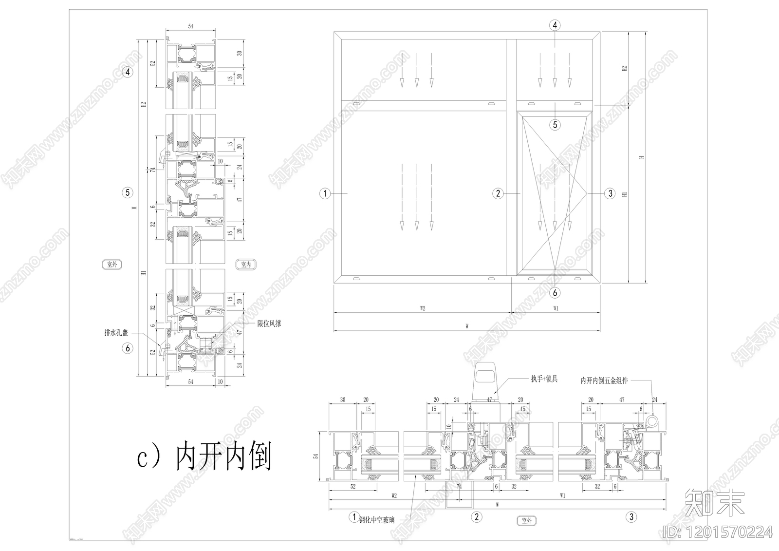 现代窗节点cad施工图下载【ID:1201570224】