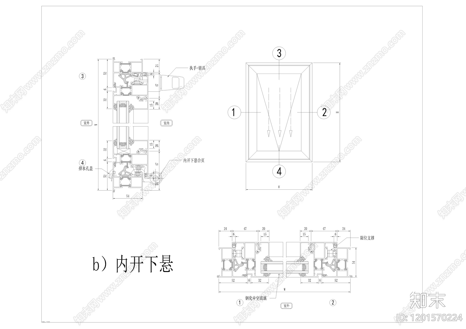 现代窗节点cad施工图下载【ID:1201570224】