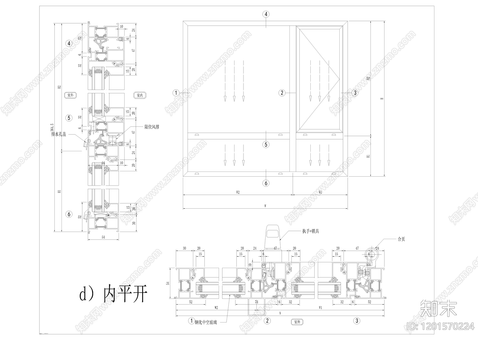 现代窗节点cad施工图下载【ID:1201570224】