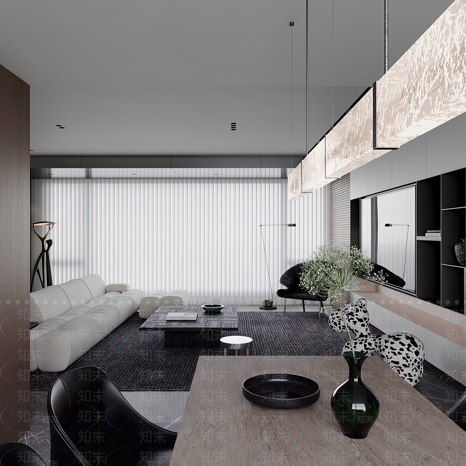 现代极简客餐厅3D模型下载【ID:1201572470】