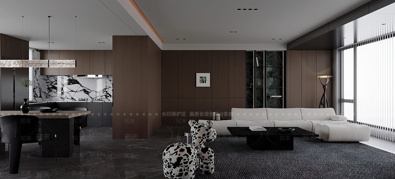 现代极简客餐厅3D模型下载【ID:1201572285】