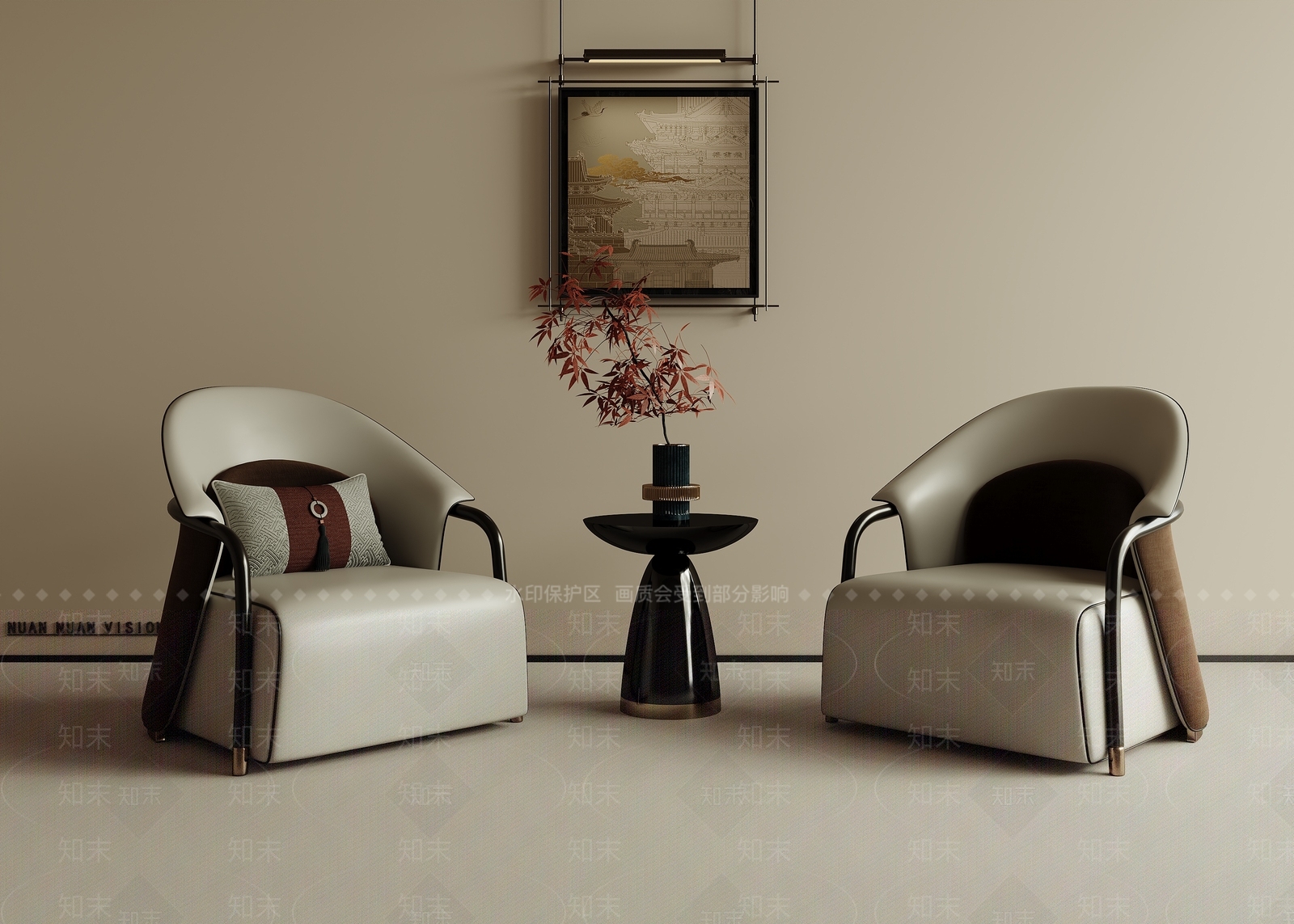 新中式中式单人沙发3D模型下载【ID:1201572176】