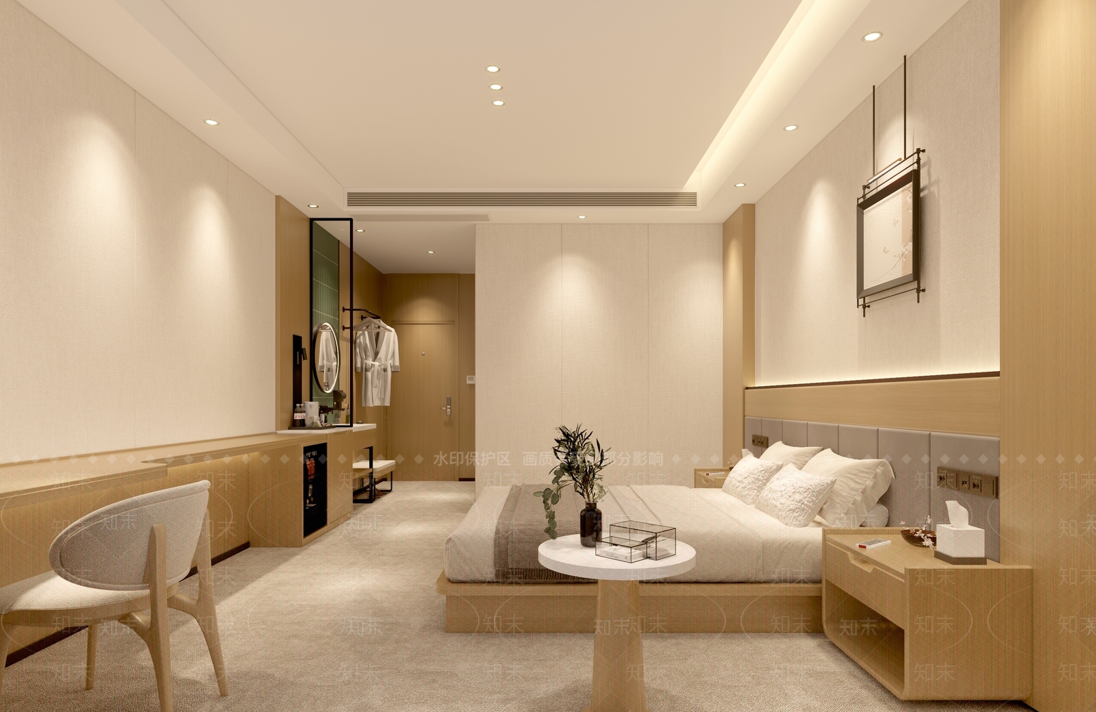 现代轻奢酒店客房3D模型下载【ID:1201572763】