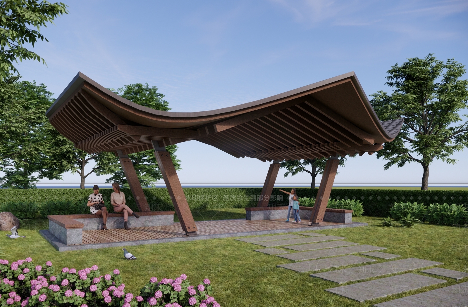 原木廊架SU模型下载【ID:1201574223】