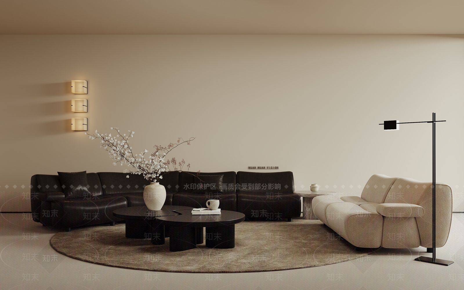 侘寂中古沙发组合3D模型下载【ID:1201582906】