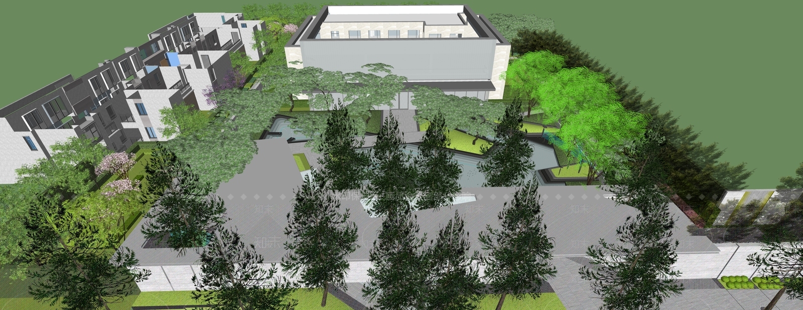 现代售楼处建筑SU模型下载【ID:1201584038】