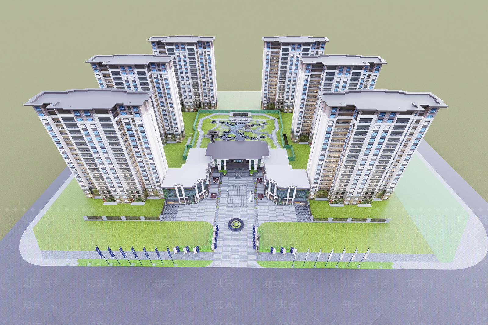 新中式小区建筑SU模型下载【ID:1201584165】