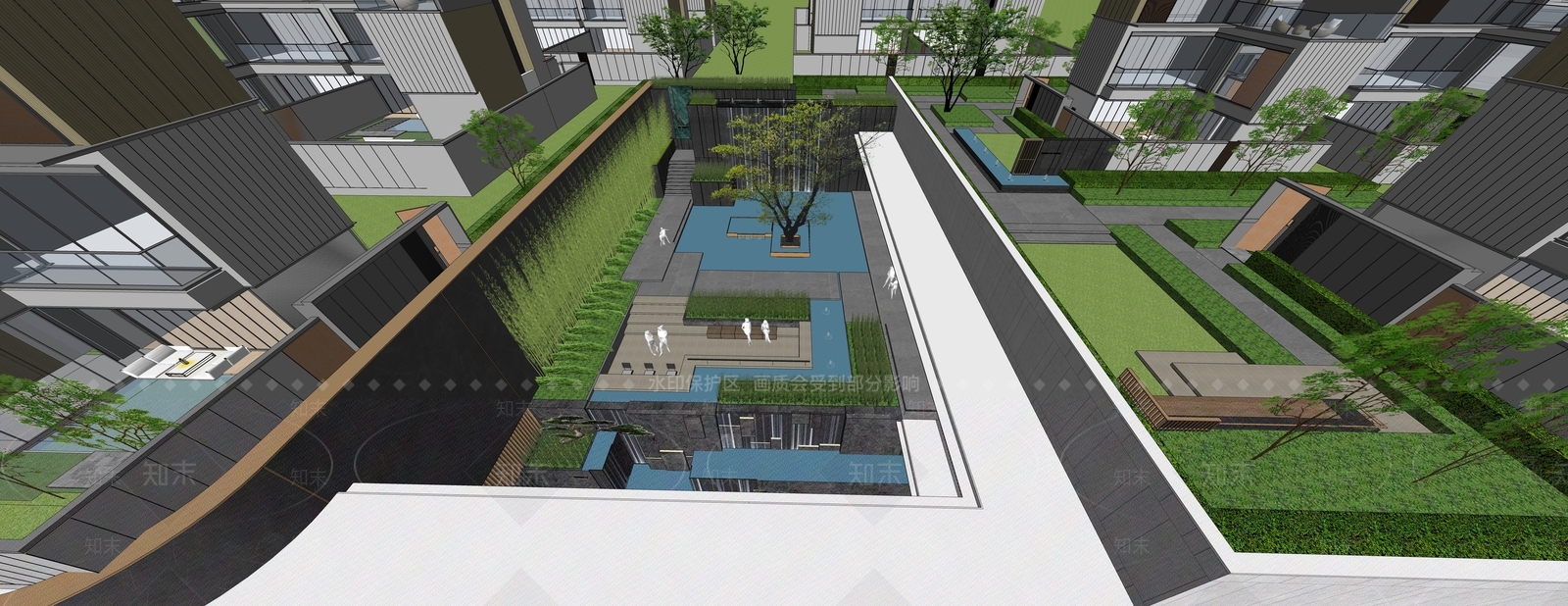 现代小区建筑SU模型下载【ID:1201584250】