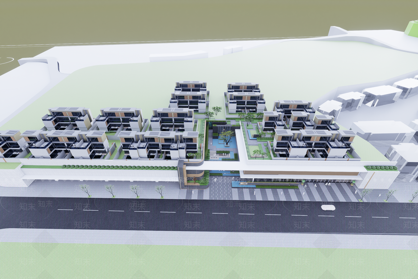 现代小区建筑SU模型下载【ID:1201584250】