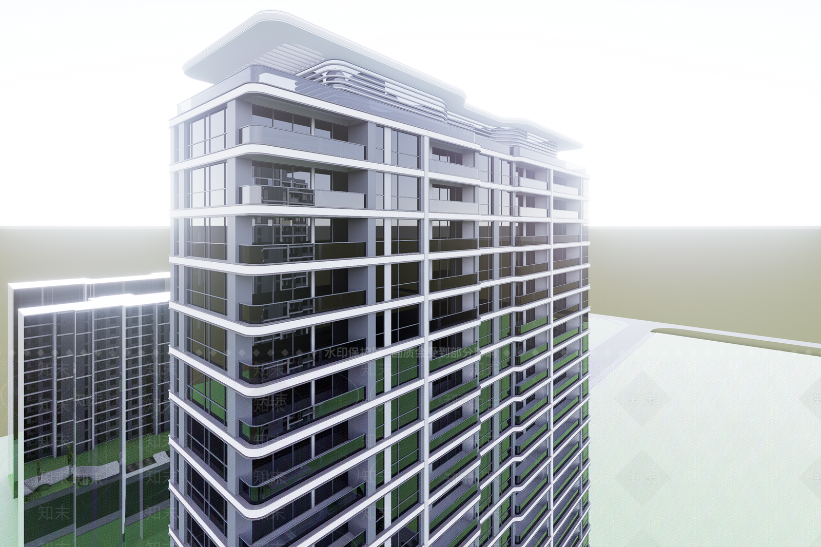 现代高层住宅SU模型下载【ID:1201584251】