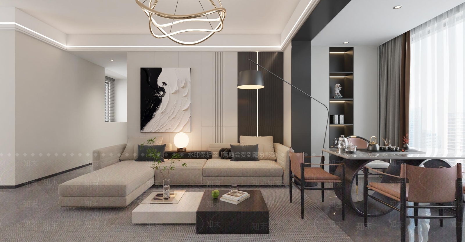 现代客餐厅3D模型下载【ID:1201585376】