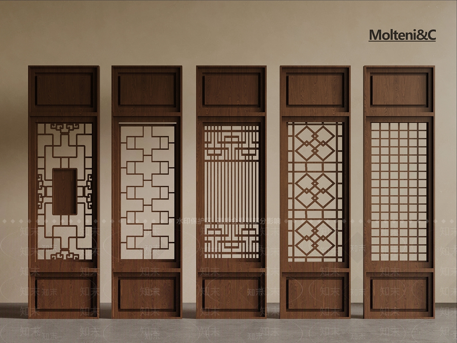 新中式屏风3D模型下载【ID:1201585377】
