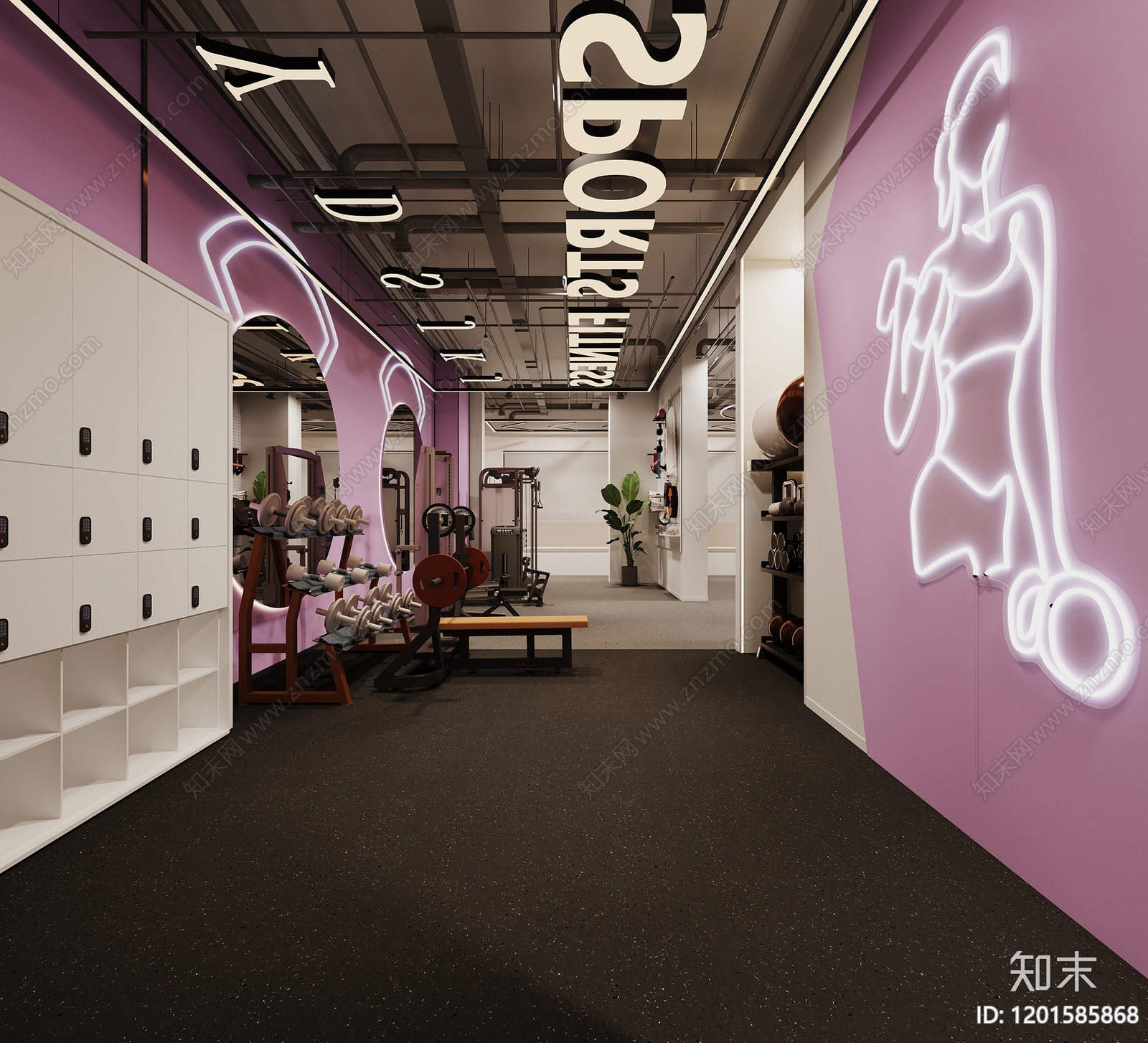 现代健身房施工图下载【ID:1201585868】