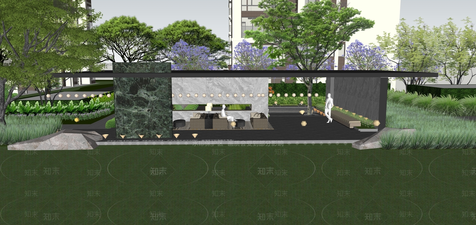 现代廊架SU模型下载【ID:1201586067】