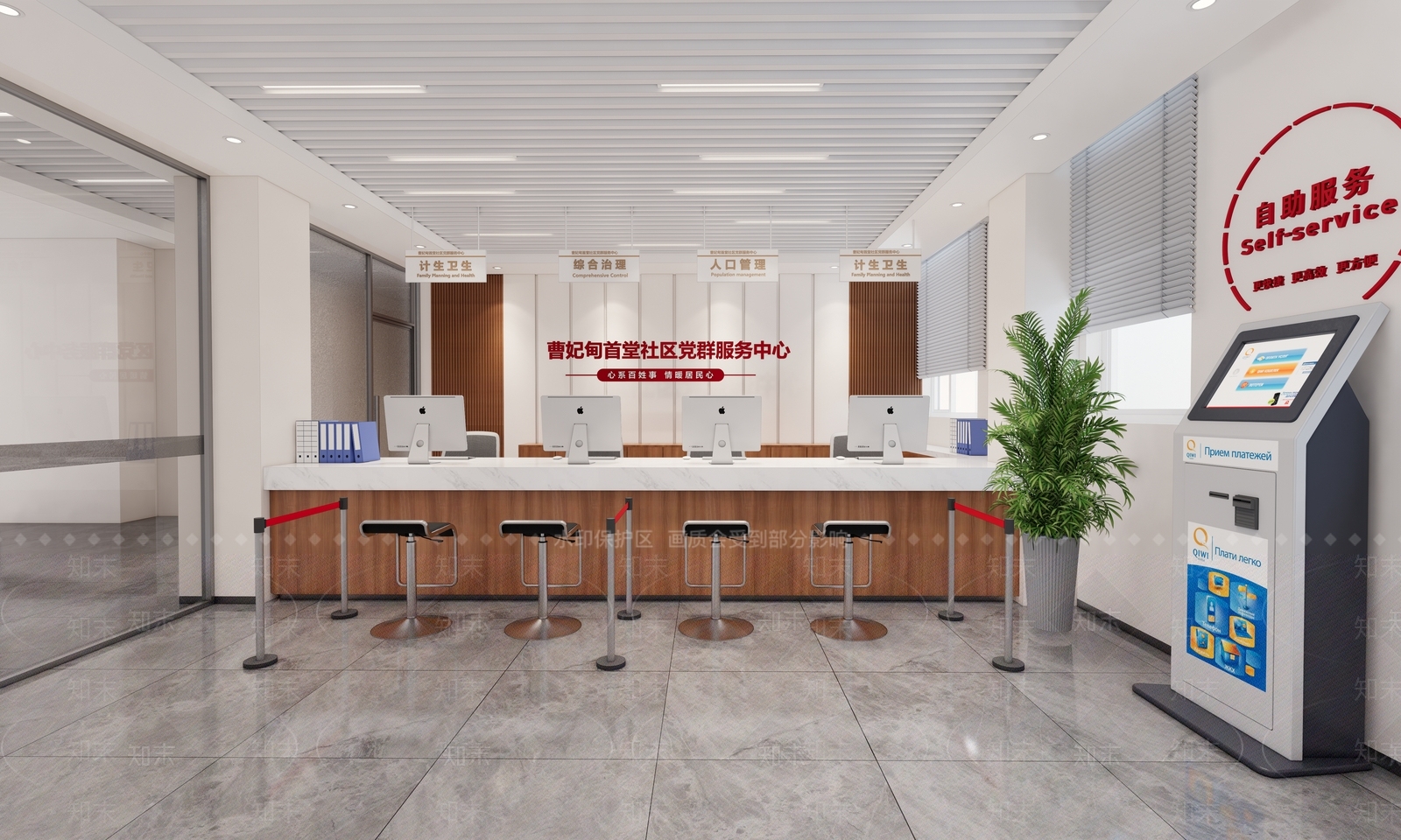 现代新中式办事大厅SU模型下载【ID:1201586919】
