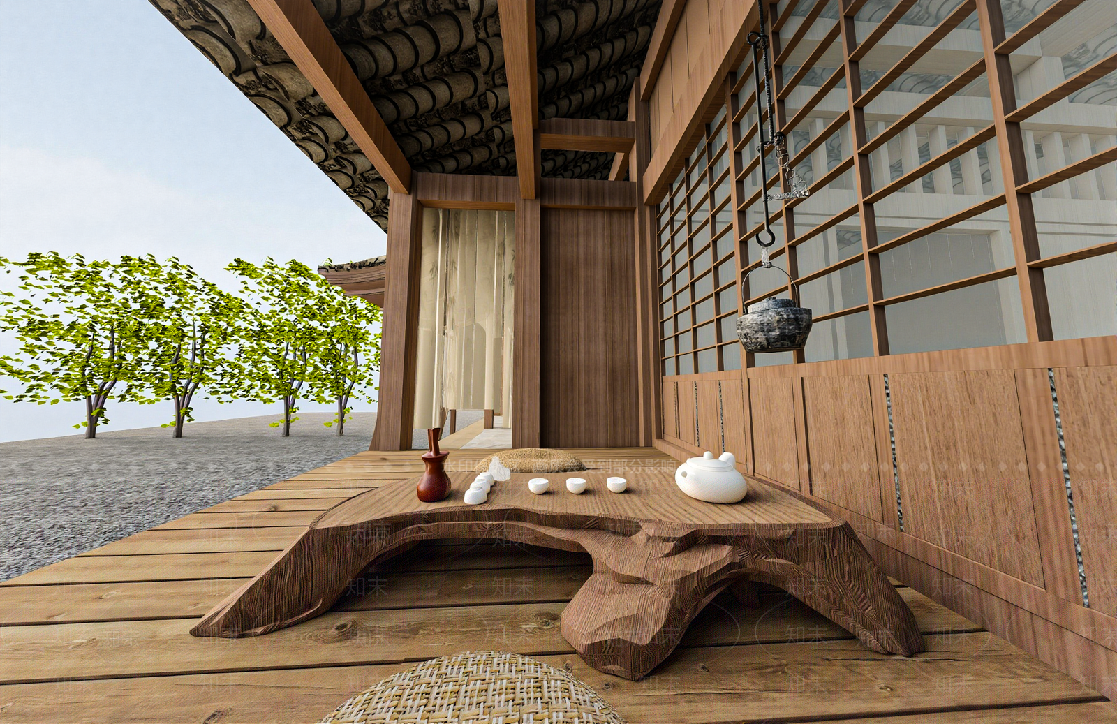 日式茶桌椅3D模型下载【ID:1201587769】