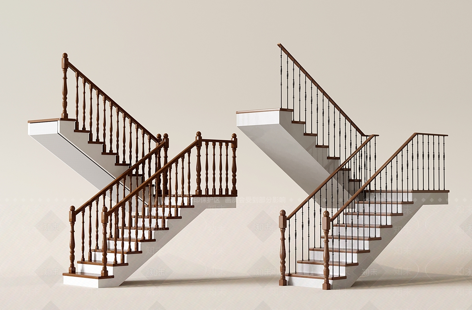 简约法式剪刀楼梯3D模型下载【ID:1201588410】