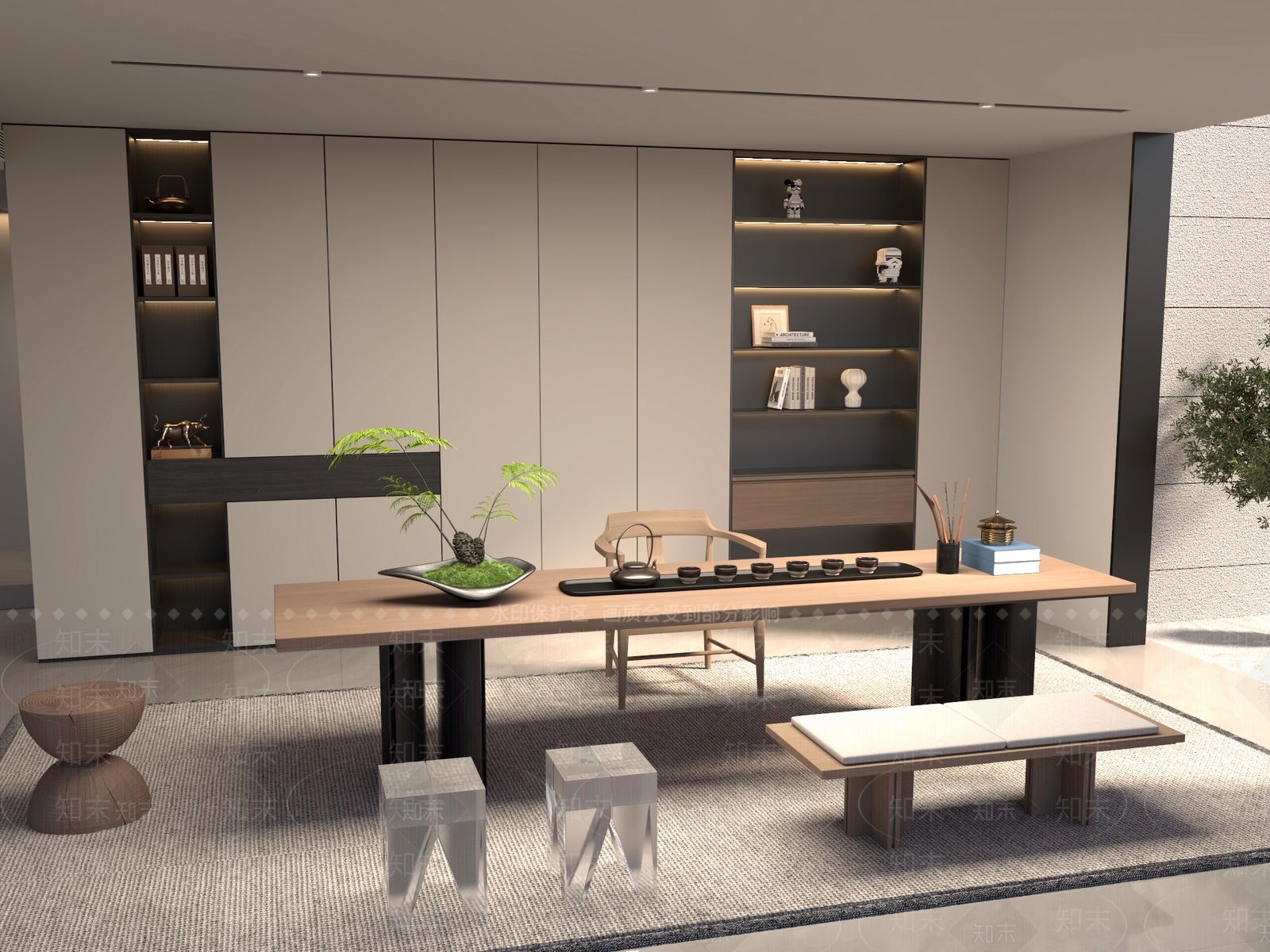 新中式中式茶桌椅3D模型下载【ID:1201588630】