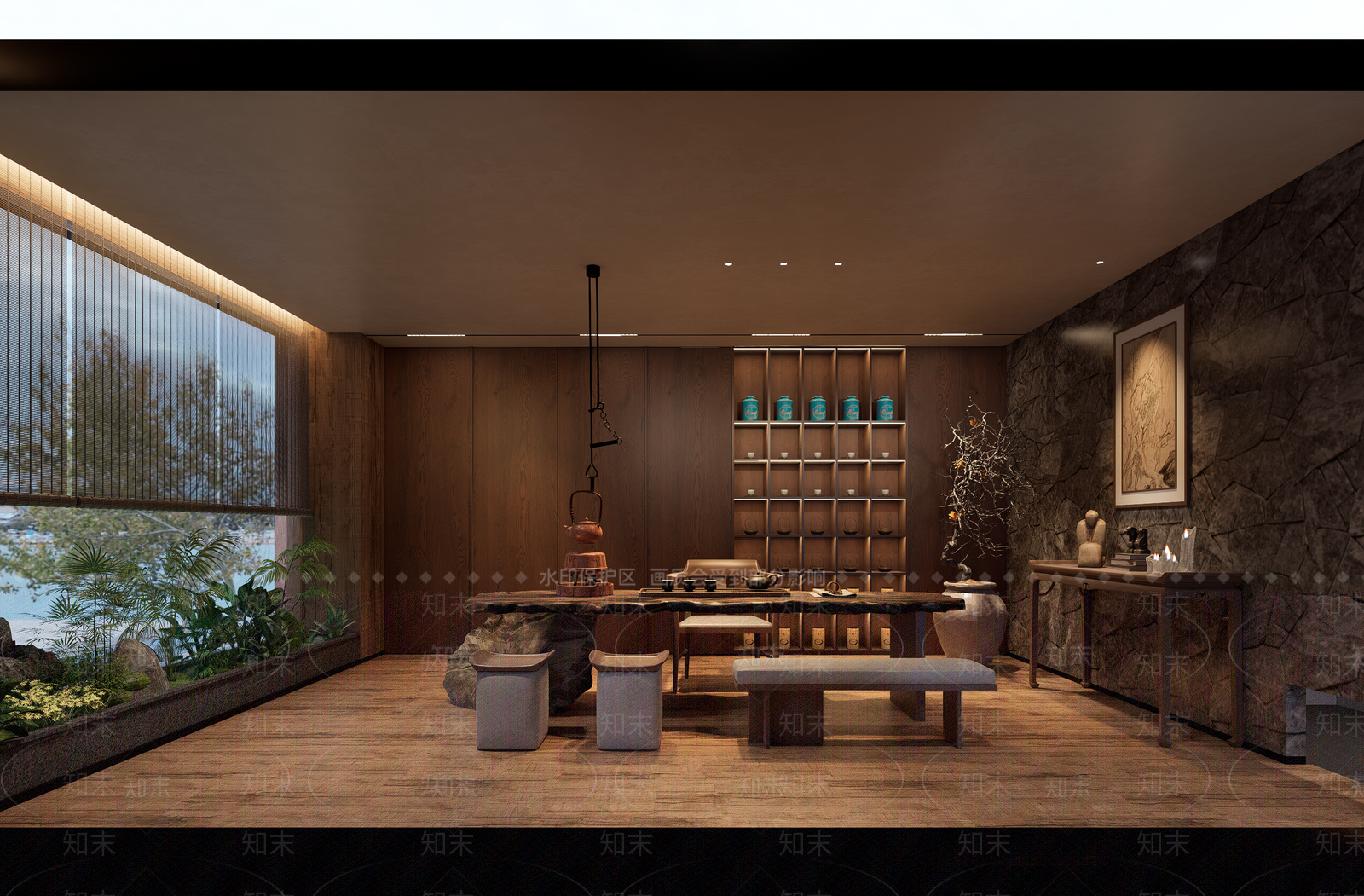 新中式茶室SU模型下载【ID:1201588981】