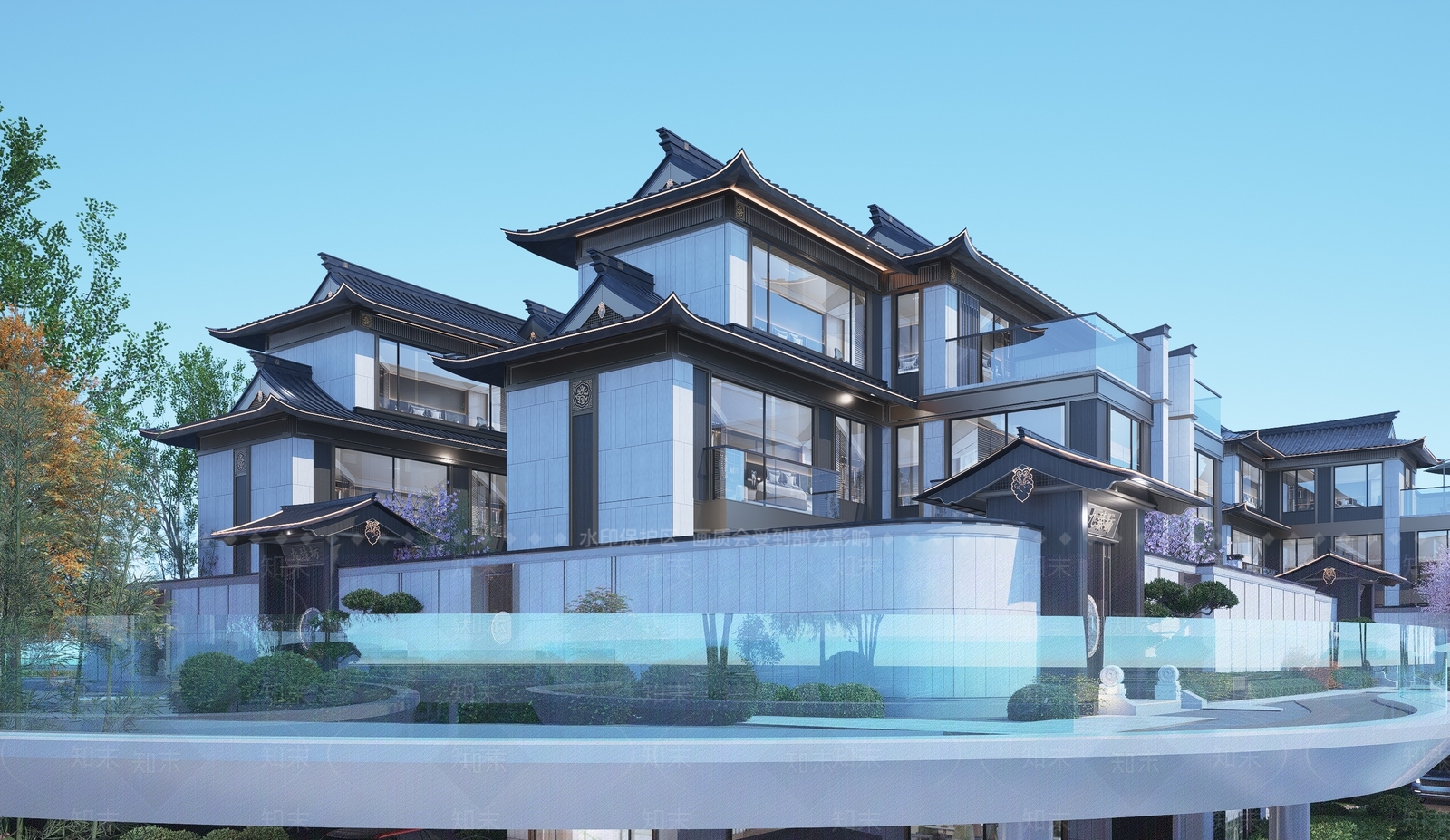 新中式中式古建筑SU模型下载【ID:1201588753】