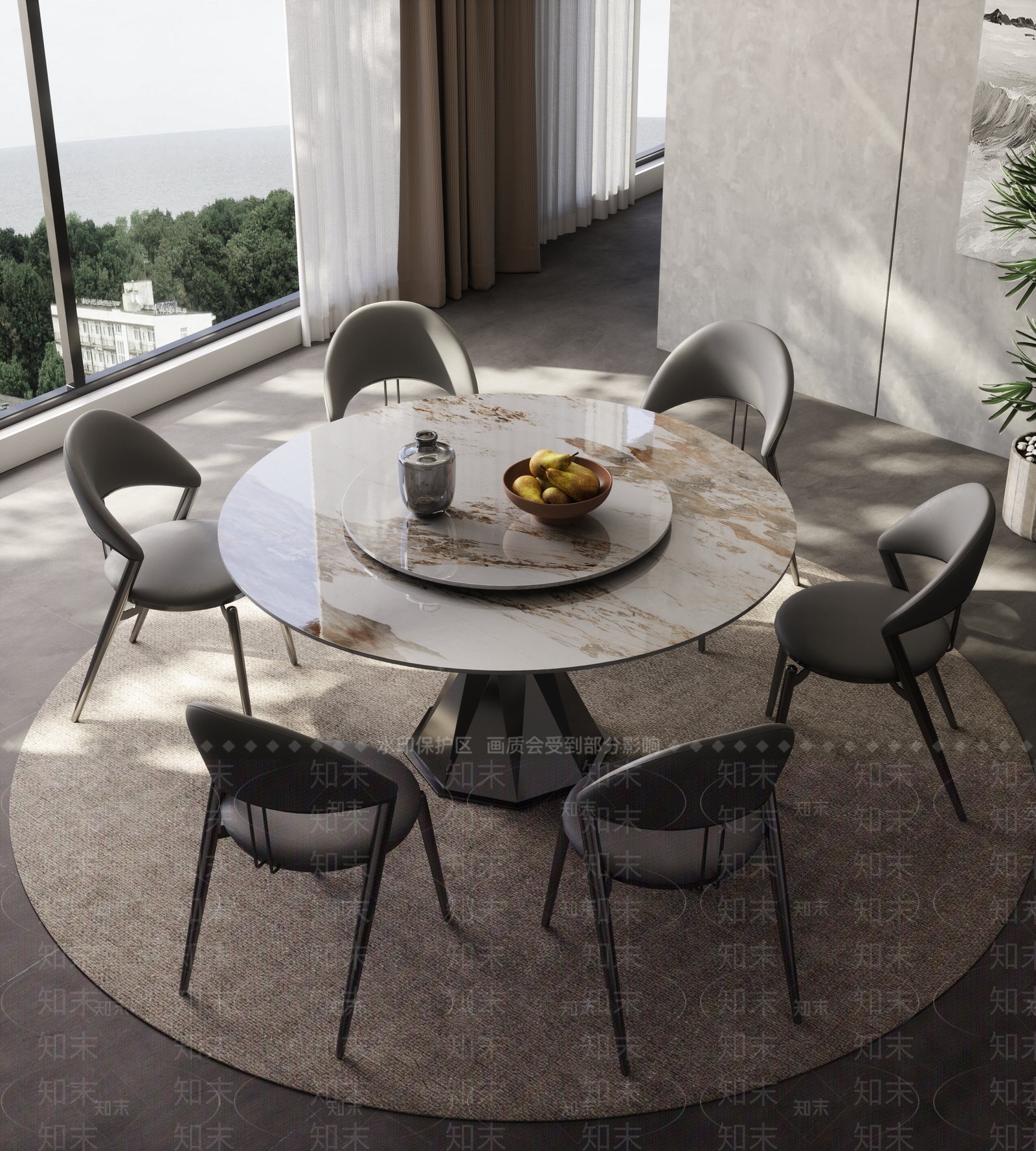 现代极简餐桌3D模型下载【ID:1201591355】