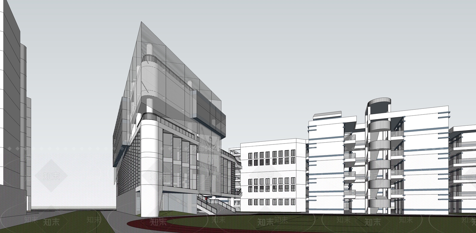 现代小学SU模型下载【ID:1201590439】
