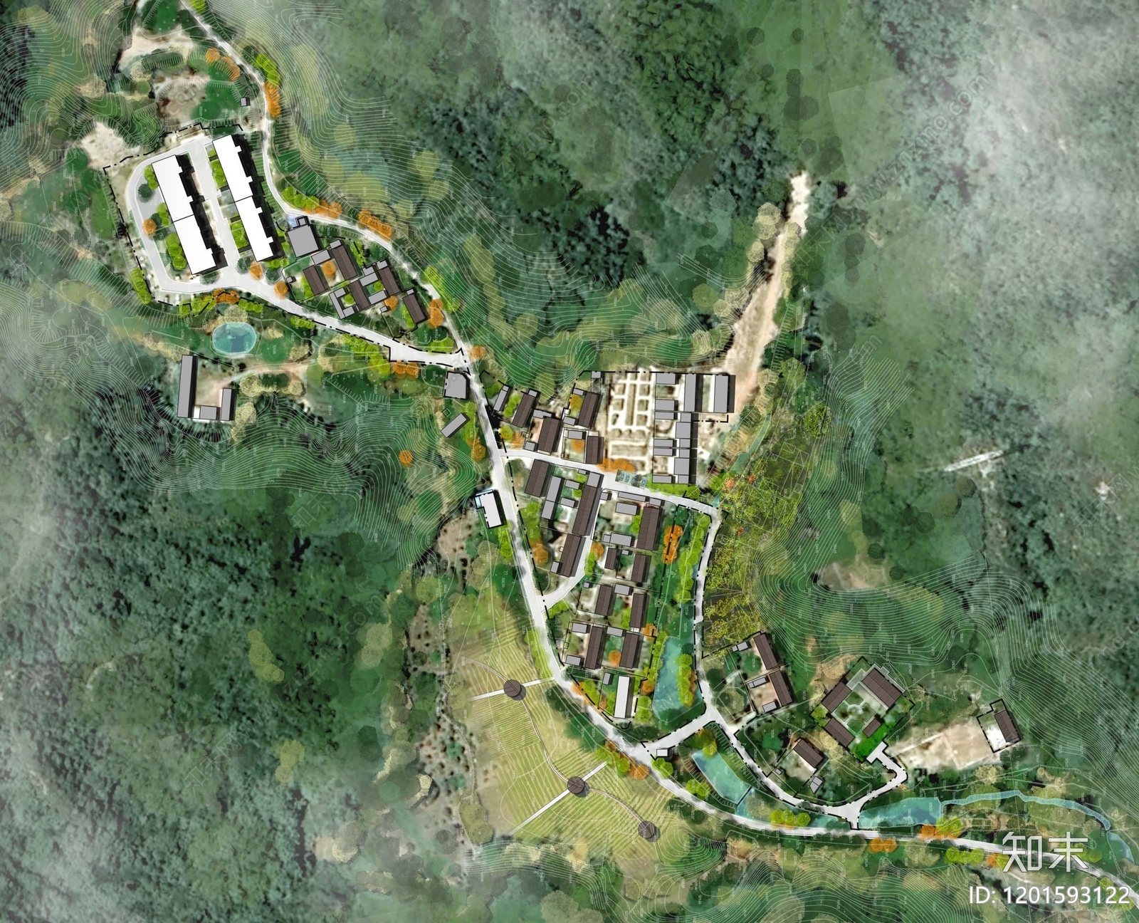 现代中式度假旅游彩平图下载【ID:1201593122】