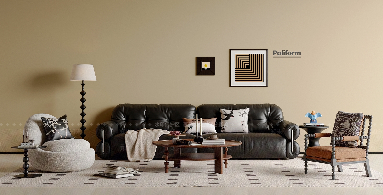 法式中古沙发组合3D模型下载【ID:1201593149】