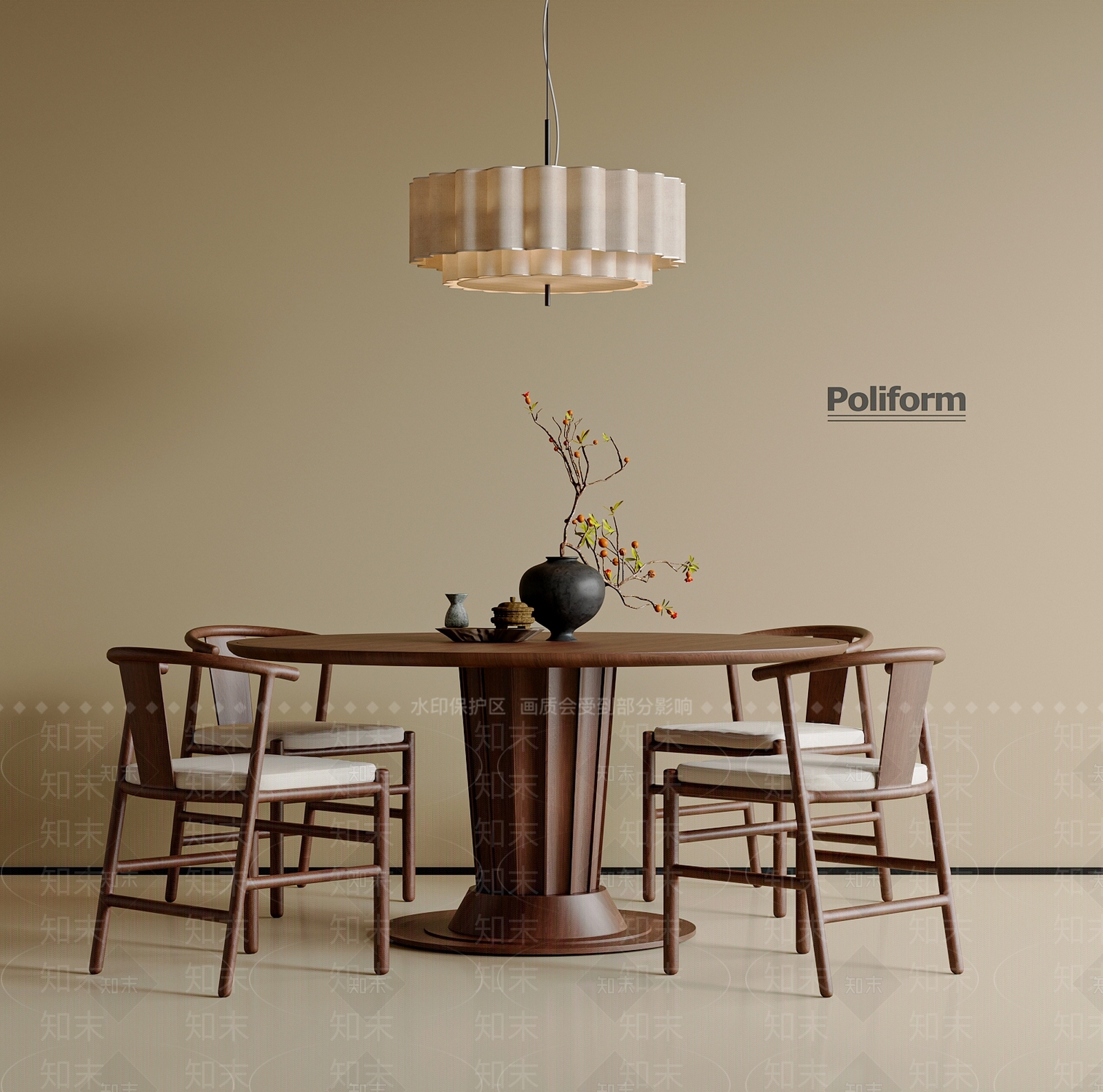 新中式中式餐桌椅3D模型下载【ID:1201593530】