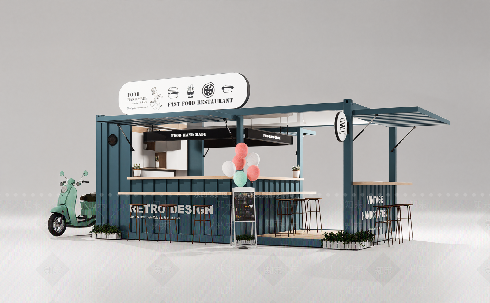 现代餐饮建筑SU模型下载【ID:1201596651】