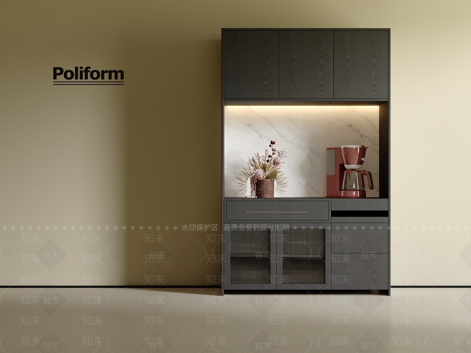 现代意式餐边柜3D模型下载【ID:1201597185】