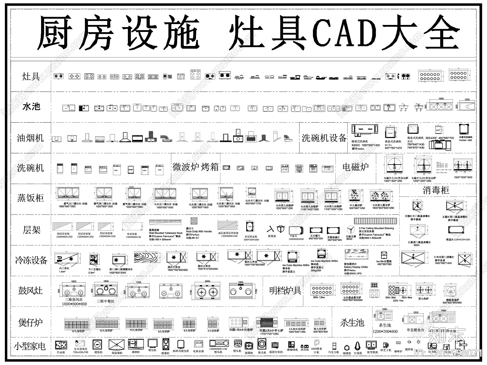 现代厨房设施施工图下载【ID:1201598071】