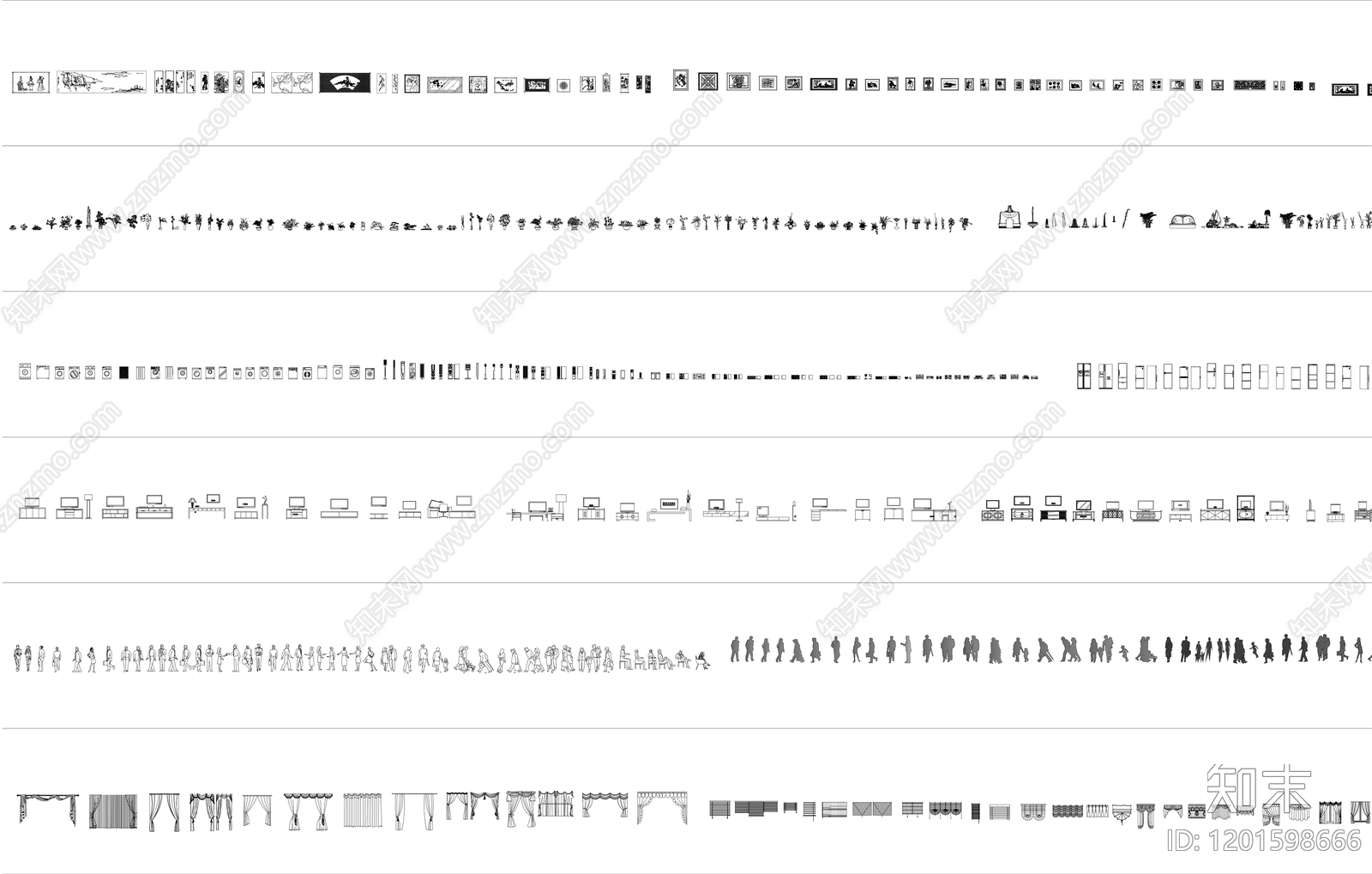 现代家具图库cad施工图下载【ID:1201598666】