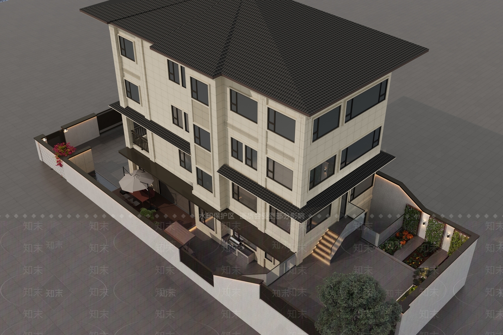 别墅外观3D模型下载【ID:1201599261】