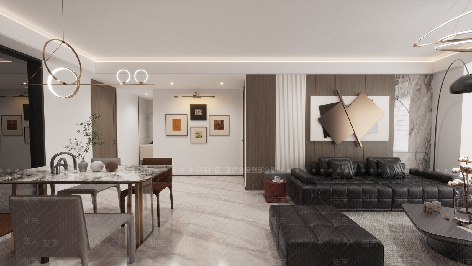 现代家居客厅3D模型下载【ID:1201599760】