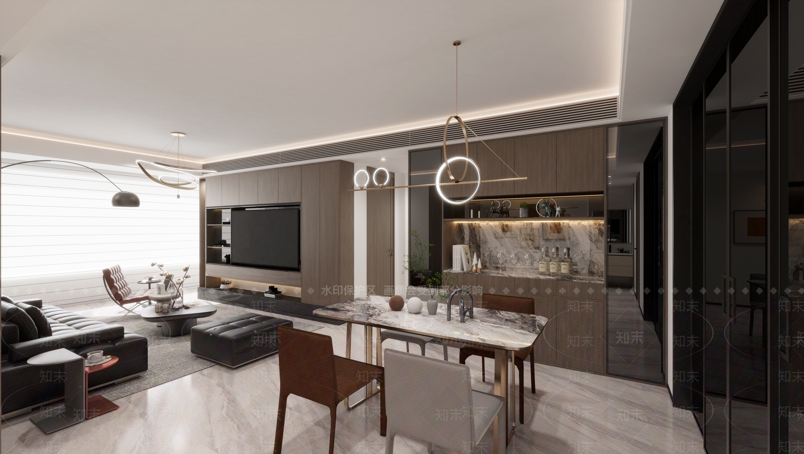 现代家居客厅3D模型下载【ID:1201599760】