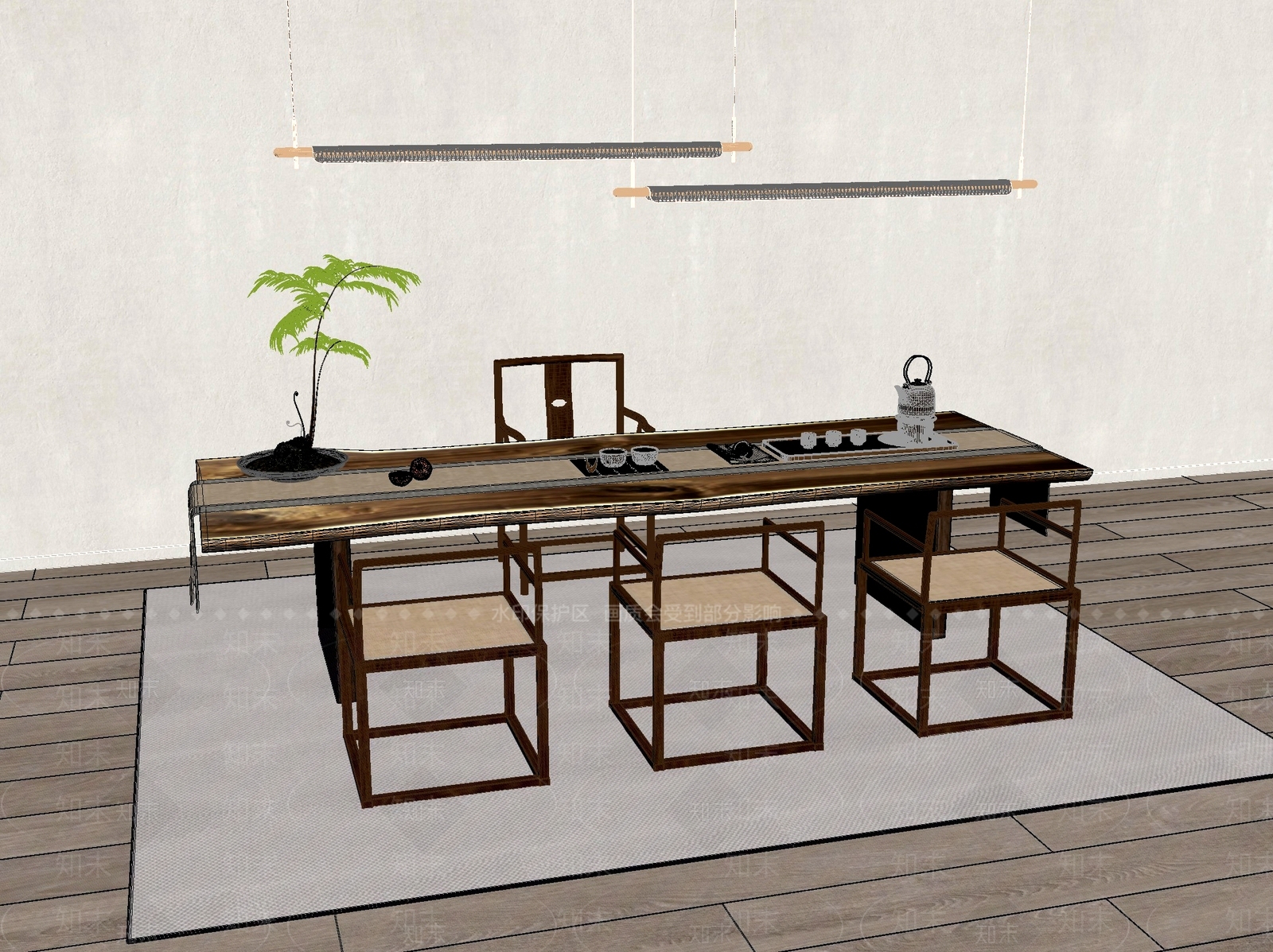 新中式中式茶桌椅3D模型下载【ID:1201599643】
