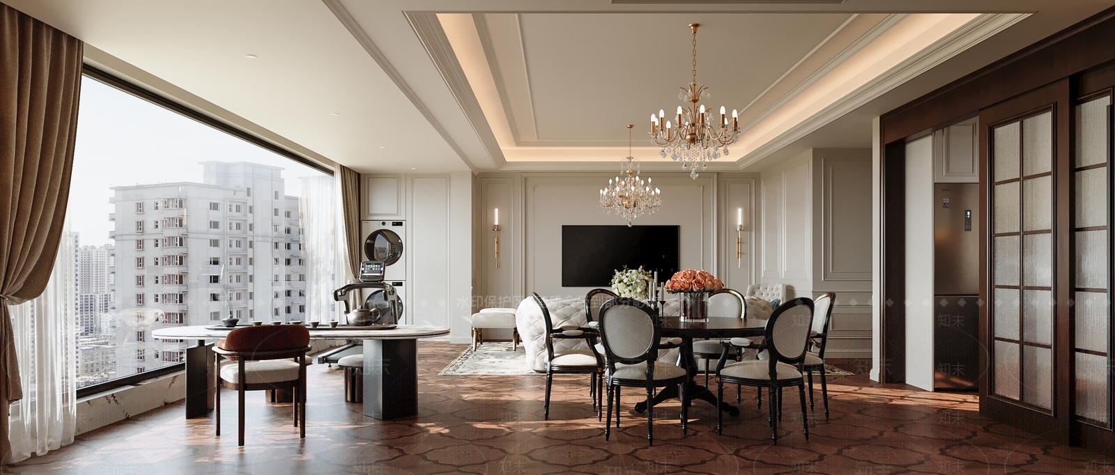 美式客餐厅3D模型下载【ID:1201602568】