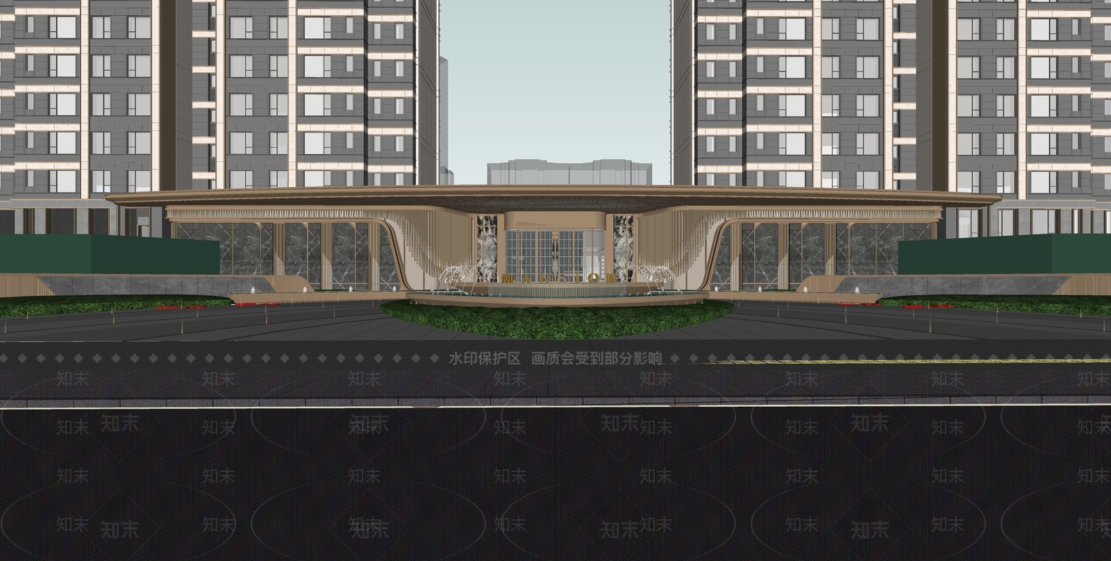 现代轻奢小区景观SU模型下载【ID:1201600786】